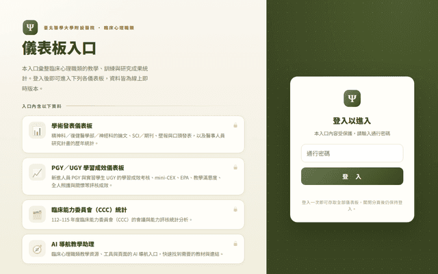 臨床心理職類 · 儀表板入口