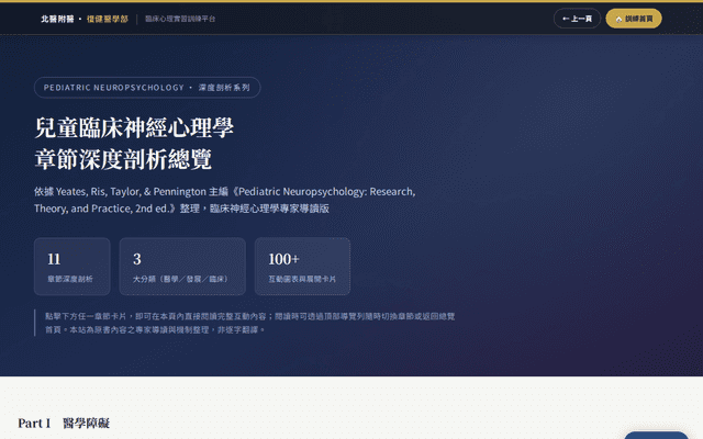 兒童臨床神經心理學｜章節總覽