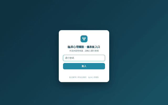 臨床心理職類 新進人員PGY/實習學生UGY 學習成效儀表板