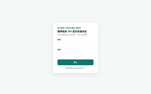 藥學教師 360 度評核儀表板
