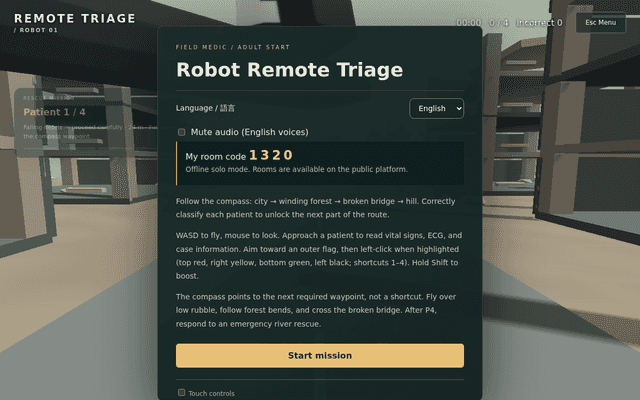 無人機戰場檢傷 · VR Robot Triage