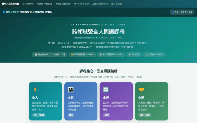 跨領域暨全人照護課程 IPHC（醫學系六年級）