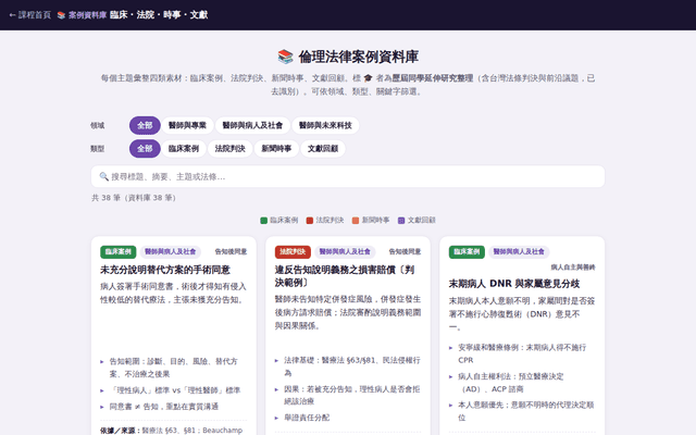案例資料庫｜醫學倫理法律臨床案例討論