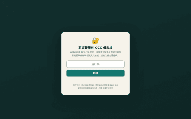 家庭醫學科 CCC 儀表板（科內限定）