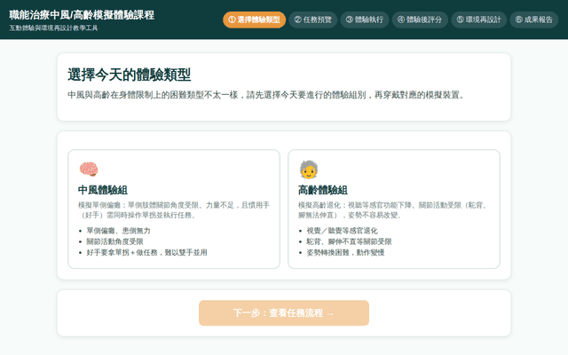 職能治療中風/高齡模擬體驗課程 - 環境再設計遊戲