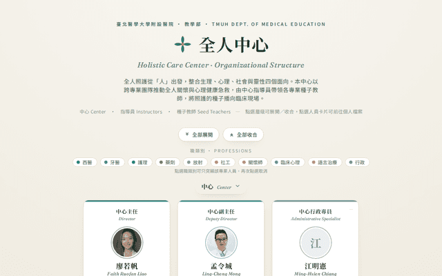 全人中心 組織架構 · Holistic Care Center