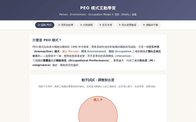 職能治療參考架構練習-PEO MODEL